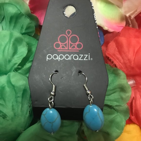 Paparazzi Turquoise-like Hanging Earrings - Picture 11 of 16